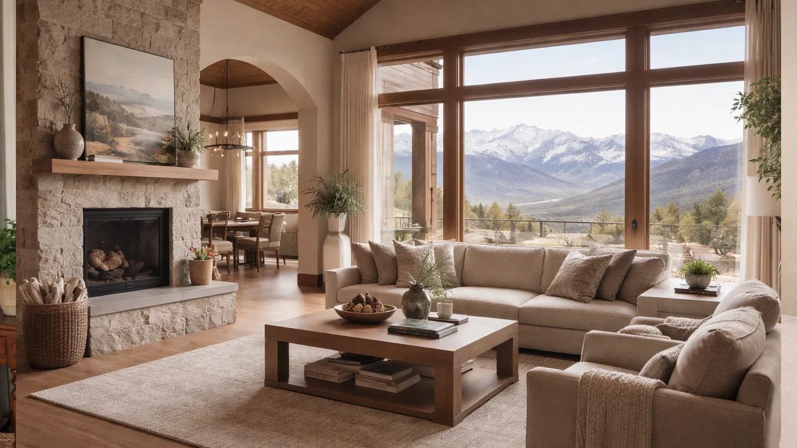 Housekeeping professionals cleaning a modern living room