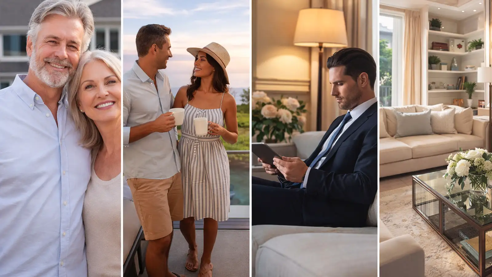 Homeowners enjoying clean, well-maintained living spaces in different residential settings